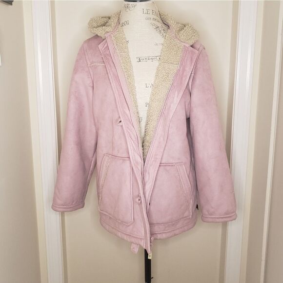 Woolrich Pink Sheerling Overcoat with Hood - Picture 2 of 13